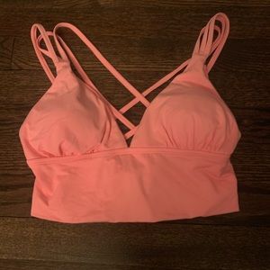 Coral color strappy back bikini top